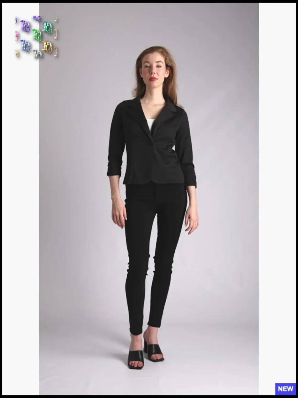 Lightweight Stretch Ponte Blazer Classic Chic Office Work Casual 3/4 Sleeve